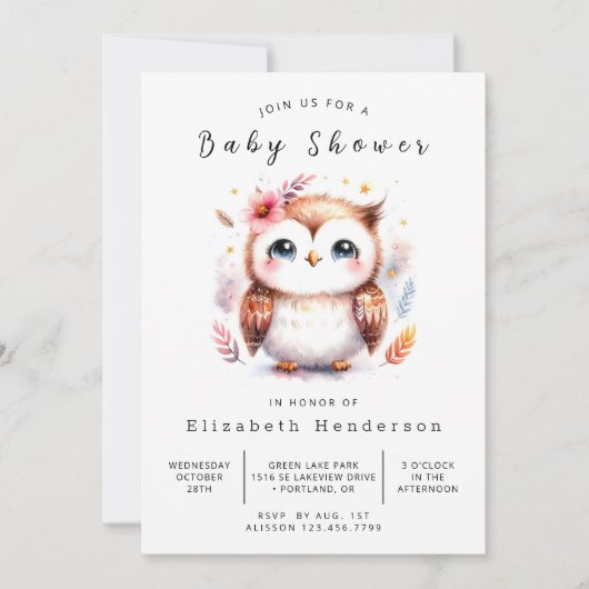 Happy Digital Owl Baby shower Kaart (Voorkant)