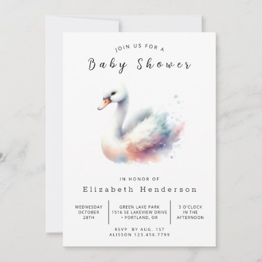 Happy Digital Swan Baby shower Kaart (Voorkant)