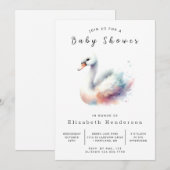 Happy Digital Swan Baby shower Kaart (Voorkant / Achterkant)
