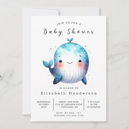 Happy Digital Whale Baby shower Kaart (Voorkant)