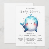 Happy Digital Whale Baby shower Kaart (Voorkant / Achterkant)