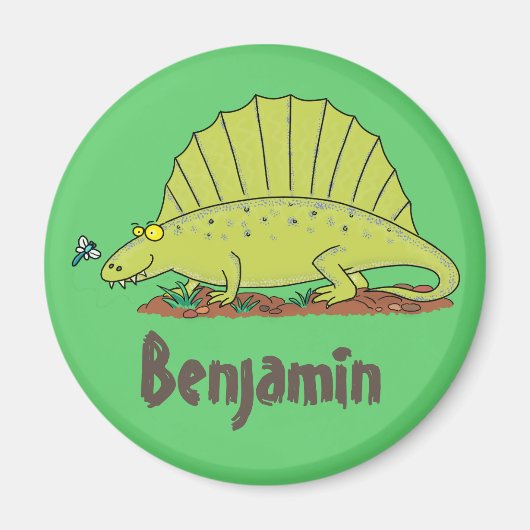 Happy dimetrodon dinosaur cartoon magneet (Voorkant)