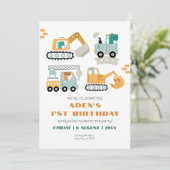 Happy Dino Party 1's verjaardag Kaart (Staand voorkant)