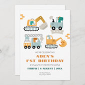 Happy Dino Party 1's verjaardag Kaart (Voorkant / Achterkant)