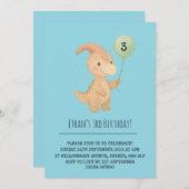 Happy Dino with Curved Crest and Balloon Birthday  Kaart (Voorkant / Achterkant)