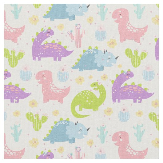 Happy Dinosaur-afdrukfabric Stof (Close Up)