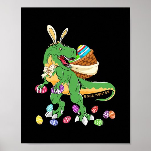Happy Dinosaur Easter T rex Dino Lover Basket Boy Poster (Voorkant)