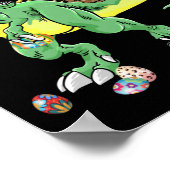 Happy Dinosaur Easter T-rex Feast Carrying Eggs Poster (Hoek)