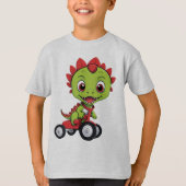 happy Dinosaur on Tiny Tricycle T-shirt (Voorkant)