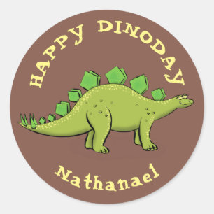 Happy dinosaur stegosaurus cartoon ronde sticker