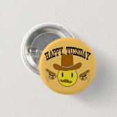 Happy dinsdag ronde button 3,2 cm (Voorkant /achterkant)