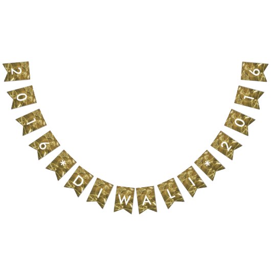 Happy Diwali 2016 Gold White Glitter Lights Party Vlaggetjes (Alle)