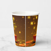 Happy Diwali 20xx Diya Yellow Flame Sparkles Papieren Bekers (Links)