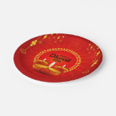 Happy Diwali 20xx voegt Jaar of Tekst Rood Geel 7" Papieren Bordje (Gekanteld)