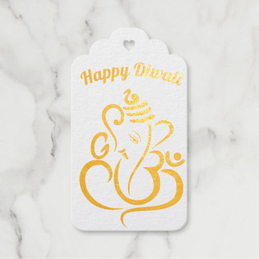 Happy Diwali, aangepaste teksten, goud / kastanjeb Cadeaulabels (Voorkant)