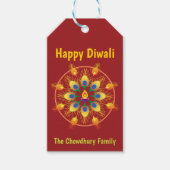 Happy Diwali, aangepaste teksten, maroon/maroon Gi Cadeaulabel (Voorkant)
