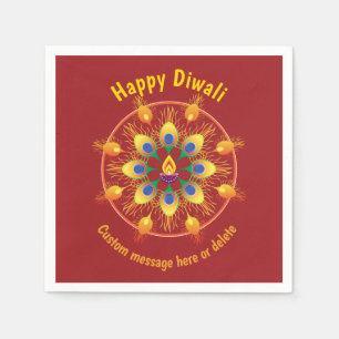 Happy Diwali, aangepaste teksten, maroon/maroon Servet
