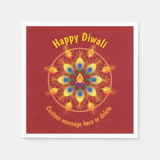 Happy Diwali, aangepaste teksten, maroon/maroon Servet (Voorkant)