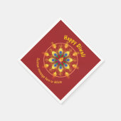 Happy Diwali, aangepaste teksten, maroon/maroon Servet (Hoek)