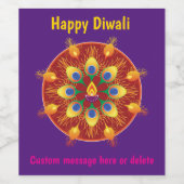 Happy Diwali, aangepaste teksten, paars / maroon Wijn Etiket (Enkel label)