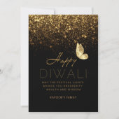 Happy Diwali aanpasbaar luxe zwart en goud Feestdagenkaart (Voorkant)