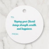 Happy Diwali Blauwgroen Rangoli Groet Label (Achterkant)