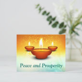 Happy Diwali bliksembliksem olielampen gouden groe Briefkaart (Staand voorkant)