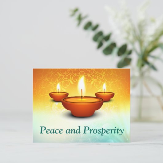 Happy Diwali bliksembliksem olielampen gouden groe Briefkaart (Staand voorkant)