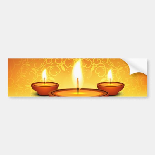 Happy Diwali bliksembliksem olielampen gouden groe Bumpersticker (Voorkant)