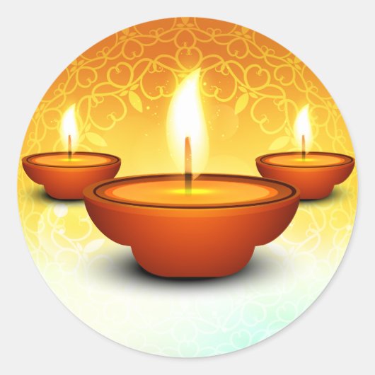 Happy Diwali bliksemolielampen goudgroen Ronde Sticker (Voorkant)