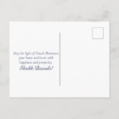 Happy Diwali Blue Gold Diya Festival van het Licht Feestdagenkaart (Achterkant)