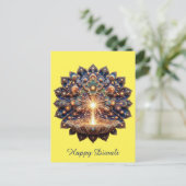 Happy Diwali Blue Gold Diya Festival van het Licht Feestdagenkaart (Staand voorkant)