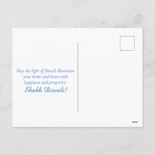 Happy Diwali Blue White Mandala Festival van het L Feestdagenkaart (Achterkant)