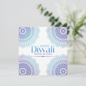 Happy Diwali Blue White Mandala Festival van het L Feestdagenkaart (Staand voorkant)