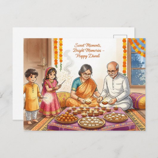 Happy Diwali Briefkaart (Voorkant / Achterkant)