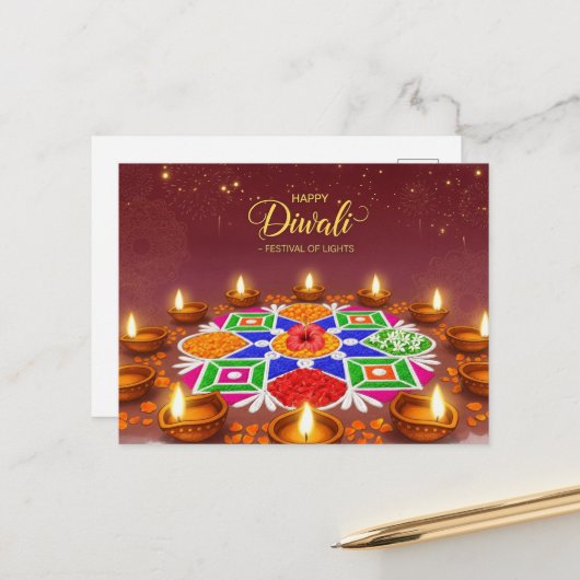 Happy Diwali Briefkaart (Voorkant / Achterkant in situ)
