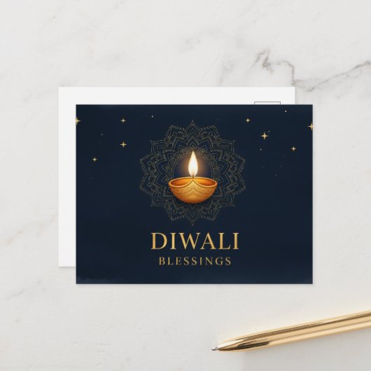 Happy Diwali Briefkaart (Voorkant / Achterkant in situ)