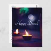 Happy Diwali Calming Moon en Lamp briefkaart (Voorkant / Achterkant)