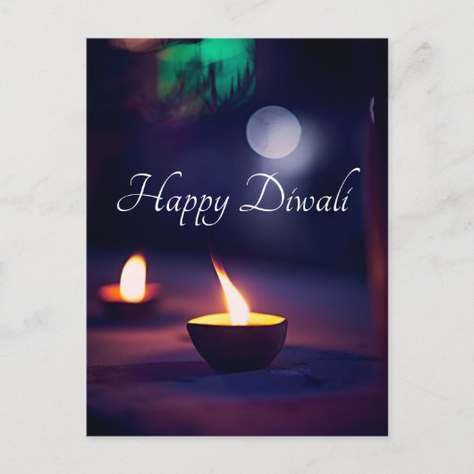 Happy Diwali Calming Moon en Lamp briefkaart (Voorkant)