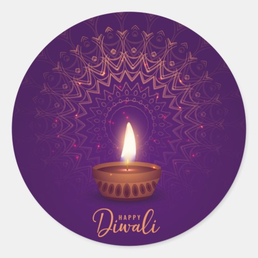 Happy Diwali - Candle lit Ronde Sticker (Voorkant)