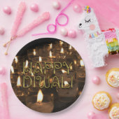 Happy Diwali Candlelight Candles Flame Lichten Papieren Bordje (Feest)