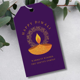 Happy Diwali Celebration Diya Paarse Cadeaulabel