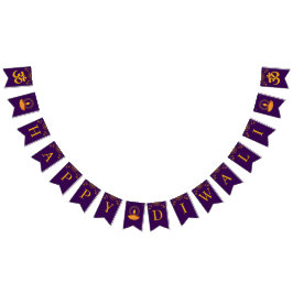 Happy Diwali Celebration Paarse Vlaggetjes