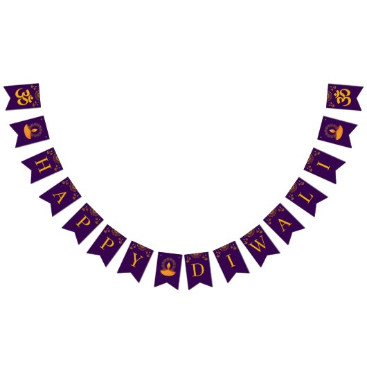 Happy Diwali Celebration Paarse Vlaggetjes (Alle)