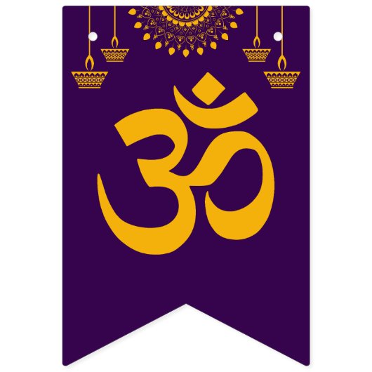 Happy Diwali Celebration Paarse Vlaggetjes (Eerste vlag)