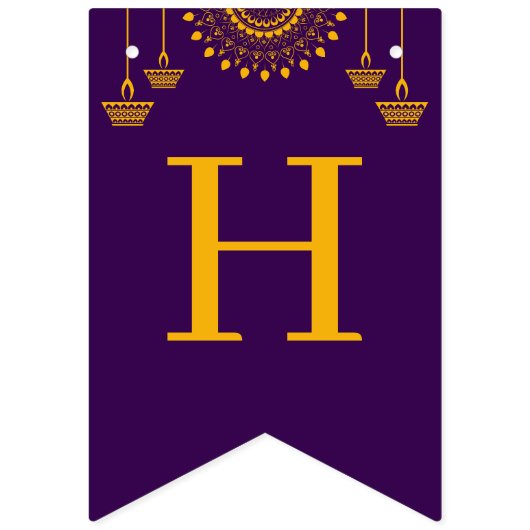 Happy Diwali Celebration Paarse Vlaggetjes (Derde vlag)