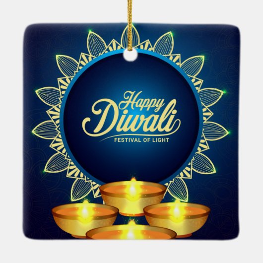 Happy Diwali Ceramic Ornament (Achterkant)