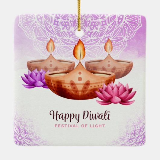 Happy Diwali Ceramic Ornament (Achterkant)