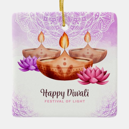 Happy Diwali Ceramic Ornament (Voorkant)