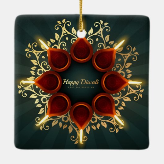 Happy Diwali Ceramic Ornament (Achterkant)